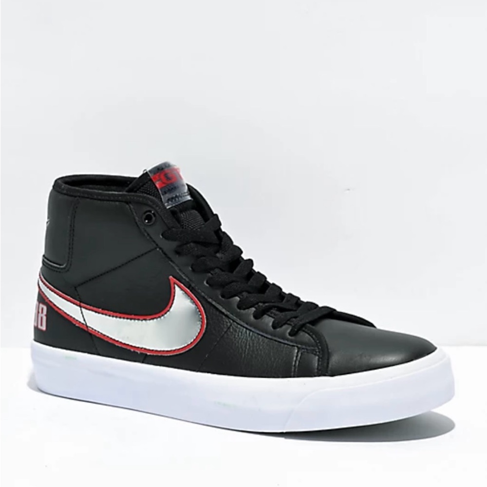 Nike SB Blazer Mid GT Pro Black, Red & Silver Skate Shoes